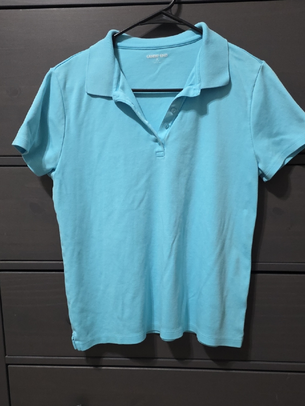 Lands' End Women's Aqua Short Sleeve Polo